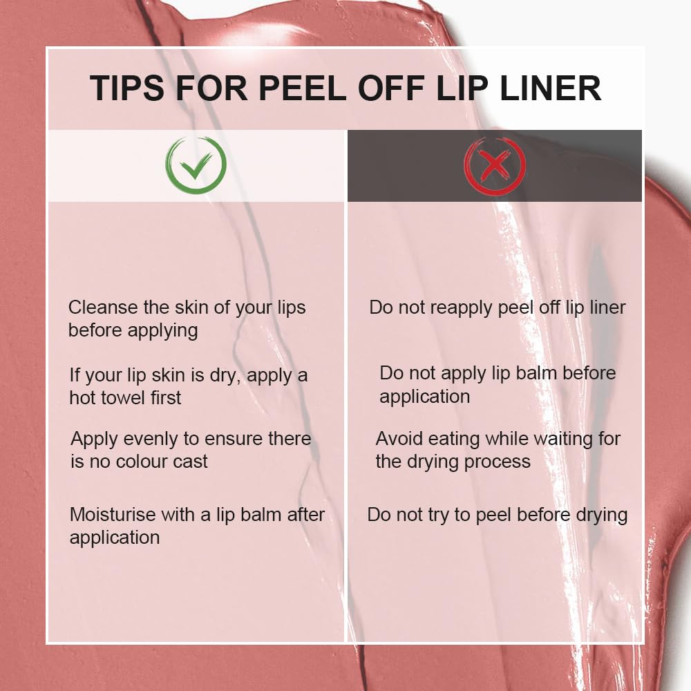 Peel Off Lip Liner Stains for Women, Long Lasting Waterproof Matte Finish Lip Tint Stains with Tweezer Kit, Transfer Proof, Easy to Use, Peel Off Liquid Lipstick for All Skin Types, #2 Brown