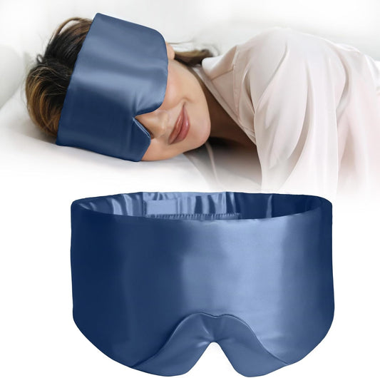ZIMASILK 100% 22 Momme Mulberry Silk Sleep Mask - Full Silk Filled, Ultra-Soft & Breathable, Face-Hugging Blackout Eye Cover for Sleeping (Navy Blue)