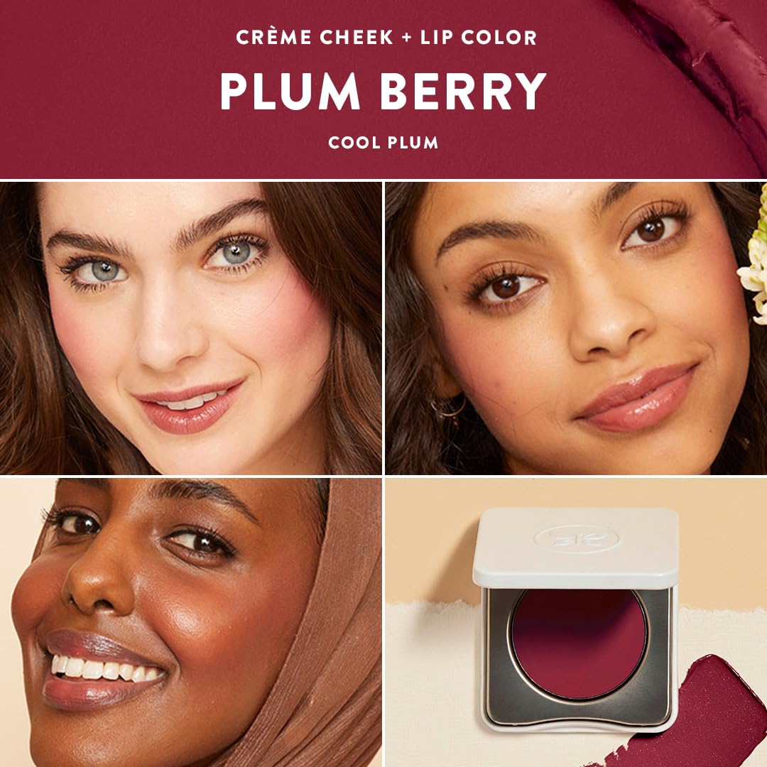 Honest Beauty 2-in-1 Creme Cheek Blush + Lip Color | EWG Verified, Vegan + Cruelty Free | Plum Berry, .1 oz