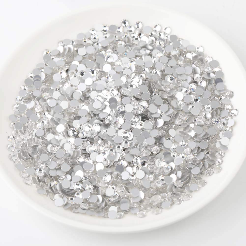 Beadsland Flat Back Crystal Rhinestones Round Gems for Nail Art and Craft Glue Fix, Crystal (3.8-4.0mm) SS16/1440pcs