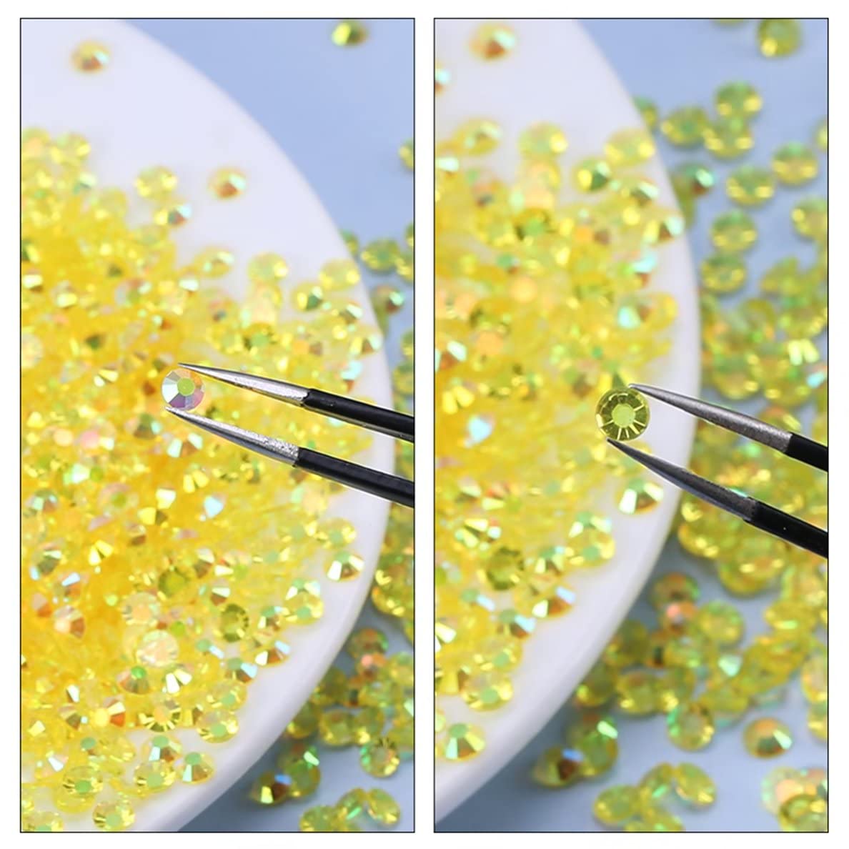 1440 Pcs SS20 5mm AB Flatback Rhinestones for Nails Art Crafts Transparent Glitter Round Gems Crystals DIY Clothes Shoes(Clear Light Grey AB)