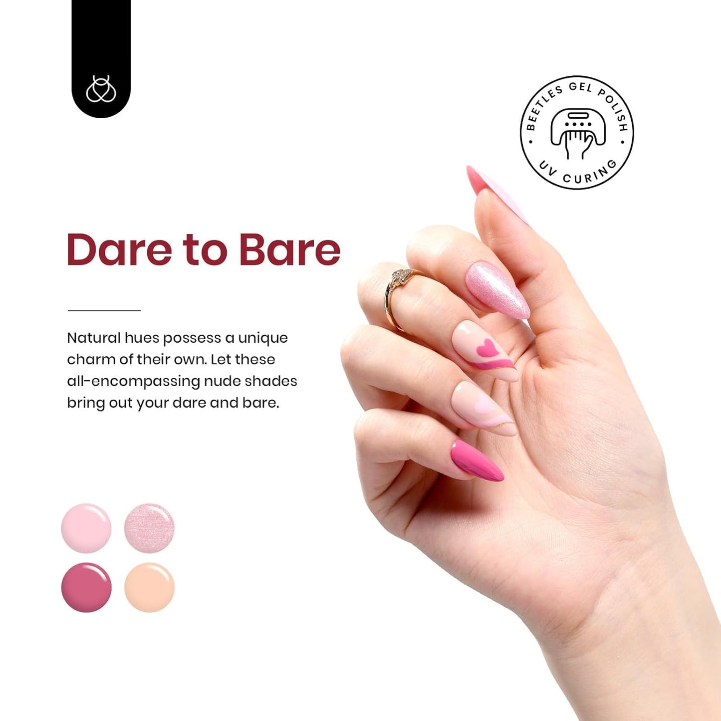 Beetles Pink Gel Nail Polish – Dare to Bare Gel Polish Set, 20 Color Soak off Uv Led Manicure Kit with 3Pcs Base Coat Matte Glossy for DIY Manicure Gift for Women