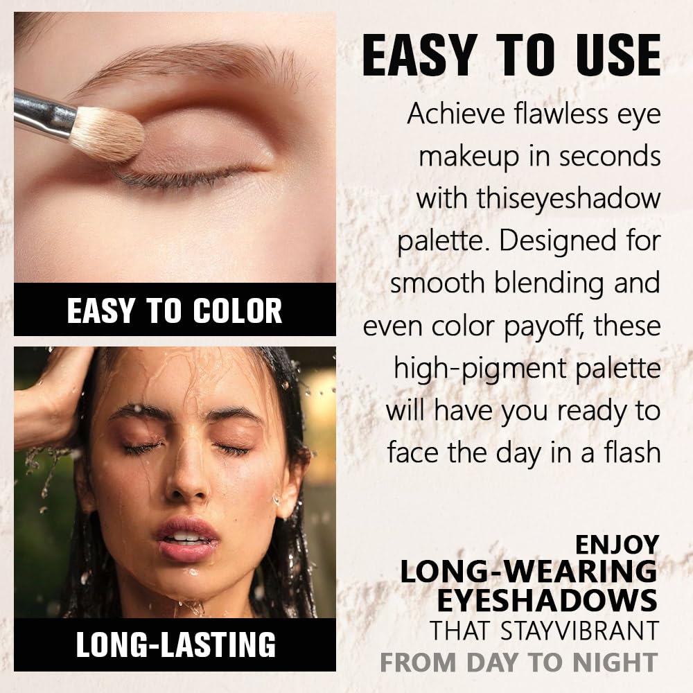 Nude Brown Single Glitter Eyeshadow Makeup, Neutral Powde Eye Shadow for Women, Nude Shimmer Singles Eyeshadow Palette Pigmented Waterproof, sombras para ojos, Girls Monochrome Eyeshadows Gift