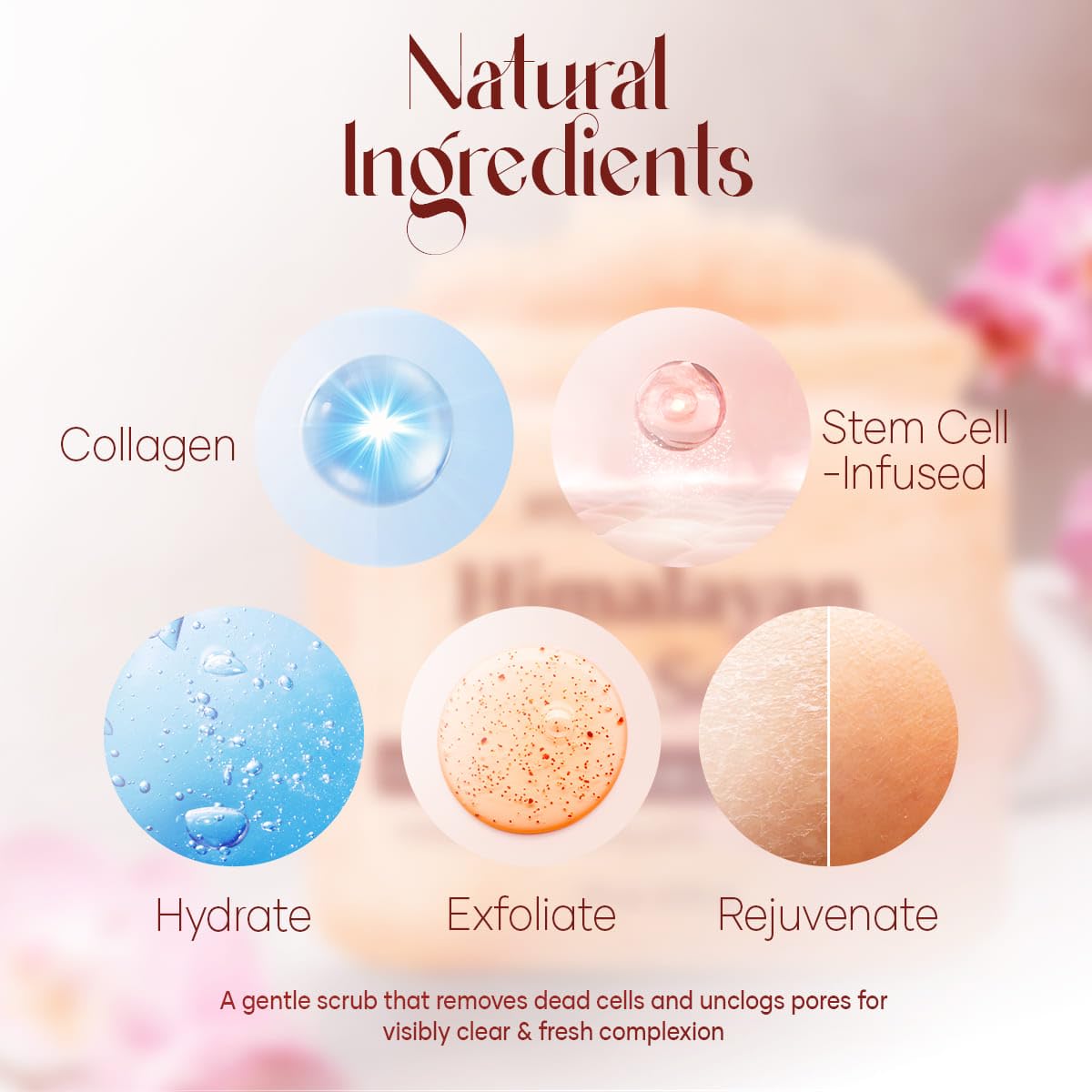 Himalayan Salt Body Scrub 12 oz each Twin Pack - with Collagen and Stem Cells - Exfoliating Salt Scrub for Cellulite - Deep Cleansing for Acne, Scars, Wrinkles - Moisturizes Skin