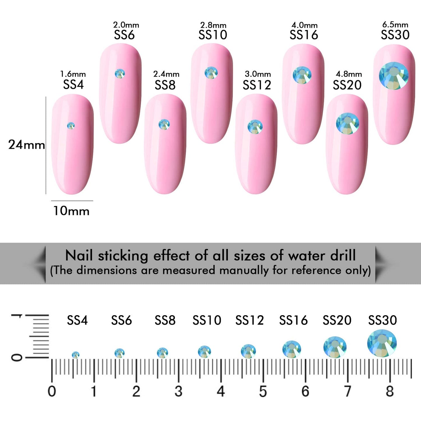 1440Pcs Aquamarine Ab Crystal Rhinestones,Glass Flatback Rhinestones Mini Gemstones for Nail Face Makeup Art Crafts Clothes Decoration -(SS10,2.8mm,Aquamarine Ab)