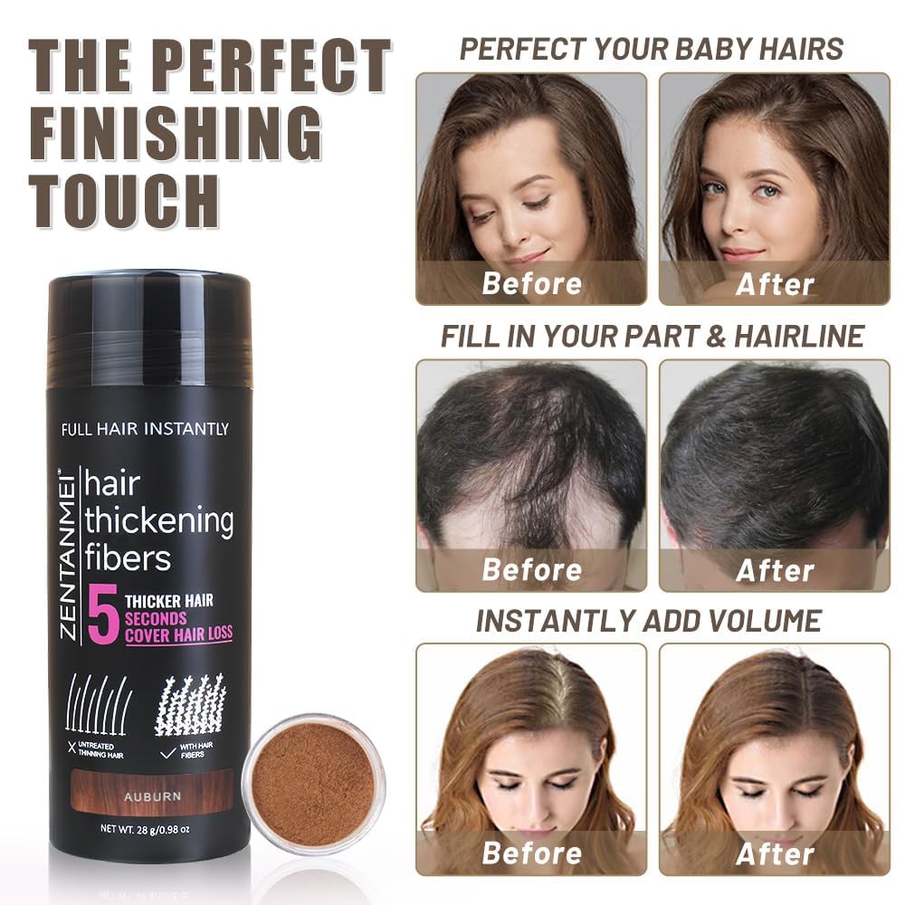 Hair Fibers for Thinning Hair for Women All-Natural Hair Building Fibers 0.98 Oz Hair Volume Powder Bald Spot Cover Up for Men & Women (White)