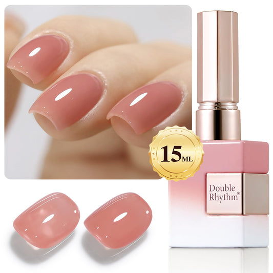 Double Rhythm Gel Polish Translucent Sheer Neutral Natural Light Milky Same Color Same Bottle 15ML Jelly Polish Art DIY at Home (Baby Nude Pink-A1321)
