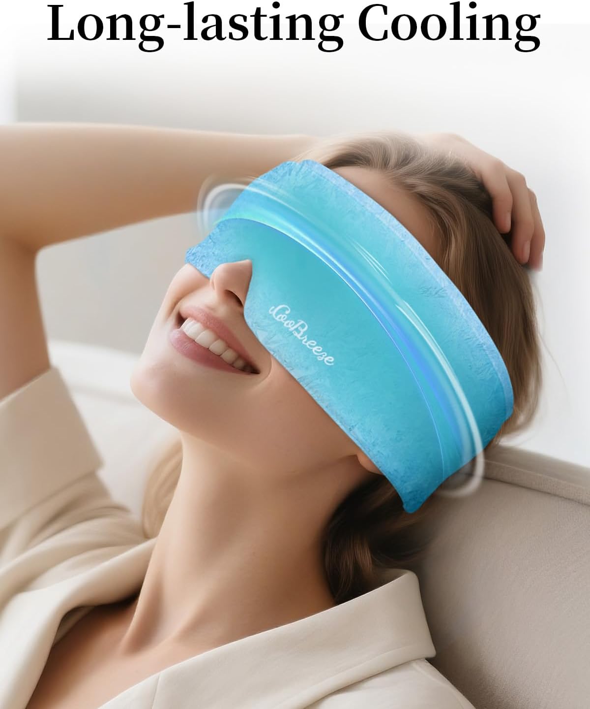 Cooling Eye Mask for Puffy Eyes, Headache and Migraine Relief Gel Eye Mask, for Headache, Puffiness, Eye Strain, Sinusitis & Post-Surgery Care – Large Soft Reusable Cold Eye Compress (Pale Blue)