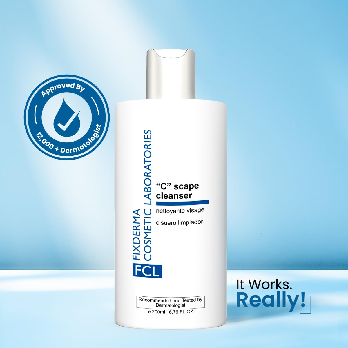 FCL 2% Vitamin C Face Wash, C Scape Cleanser for Gentle Exfoliation and Brightening | Cleanser Face Wash For Unevenly Pigmented Skin | Dark Spot Cleanser for Face - 200ml/6.76 Fl Oz