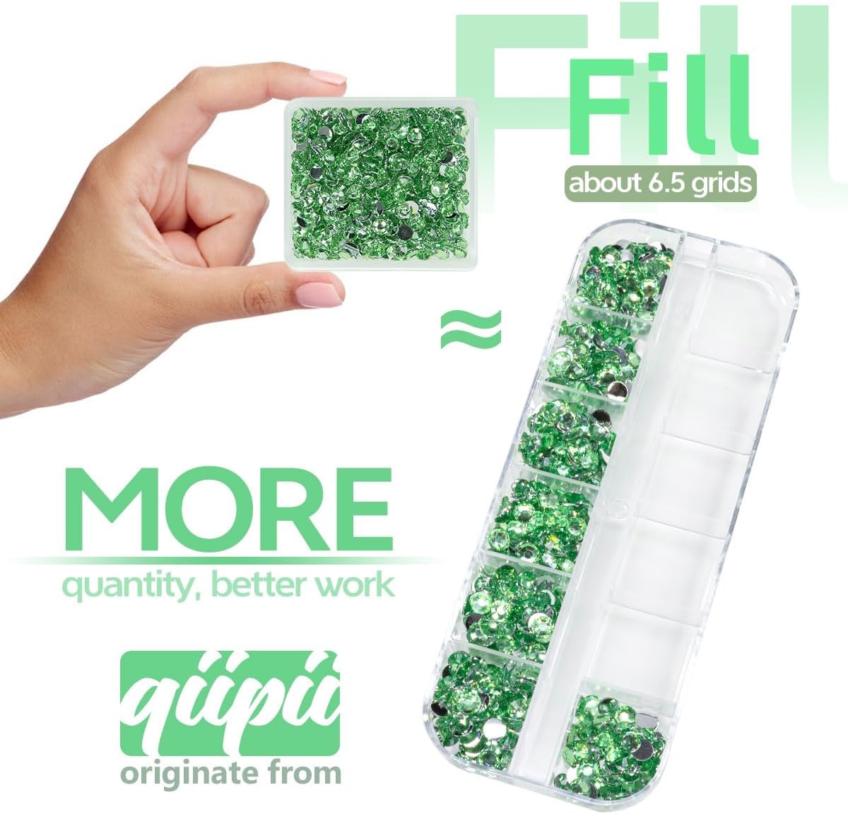 Light Green Crystal Resin Rhinestones w B7000 Jewelry Glue for Bedazzling Crafting 3mm 4mm 5mm 6mm Flatback Stones Diamonds Crystals Gems Charms Supplies for Nails Face Makeup Tumblers Crafts