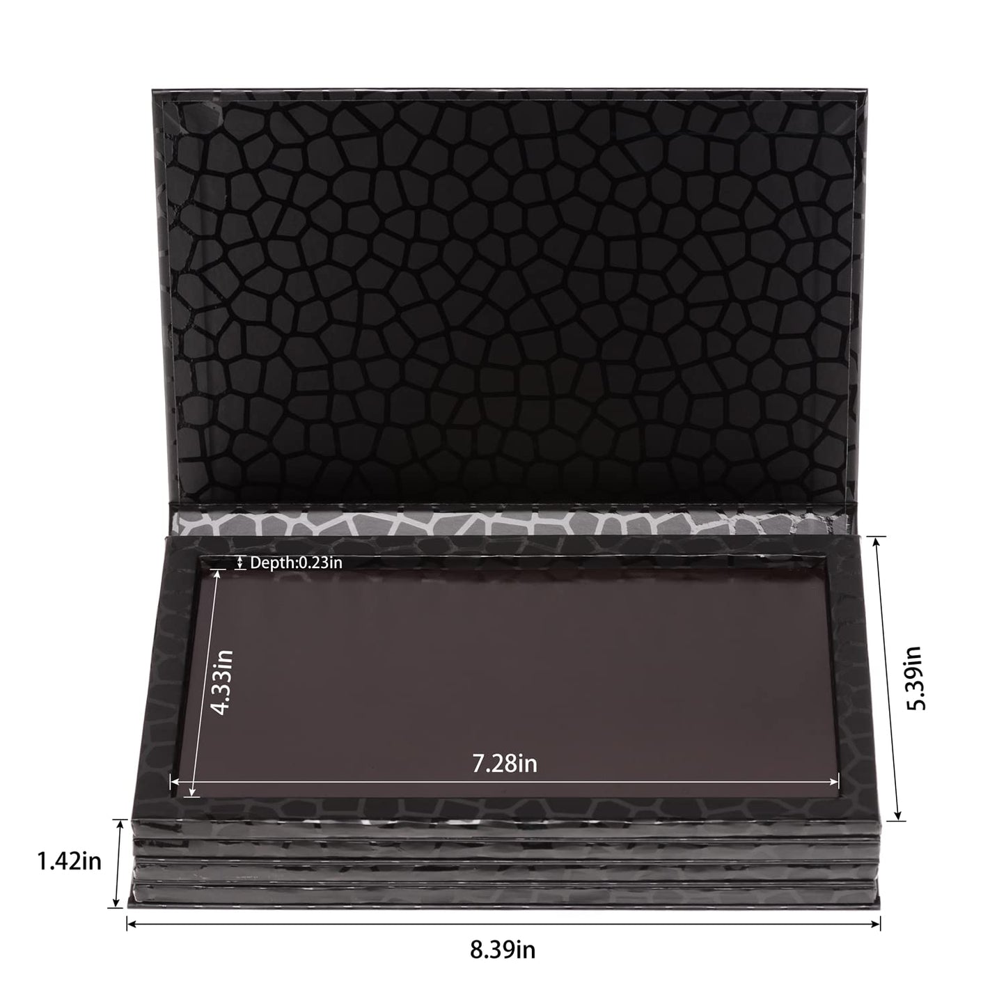 4-Layer Book Shaped Magnetic Palette Large Empty Makeup Palette Storage Box for Eyeshadow Lipstick Blush Powder (Black)