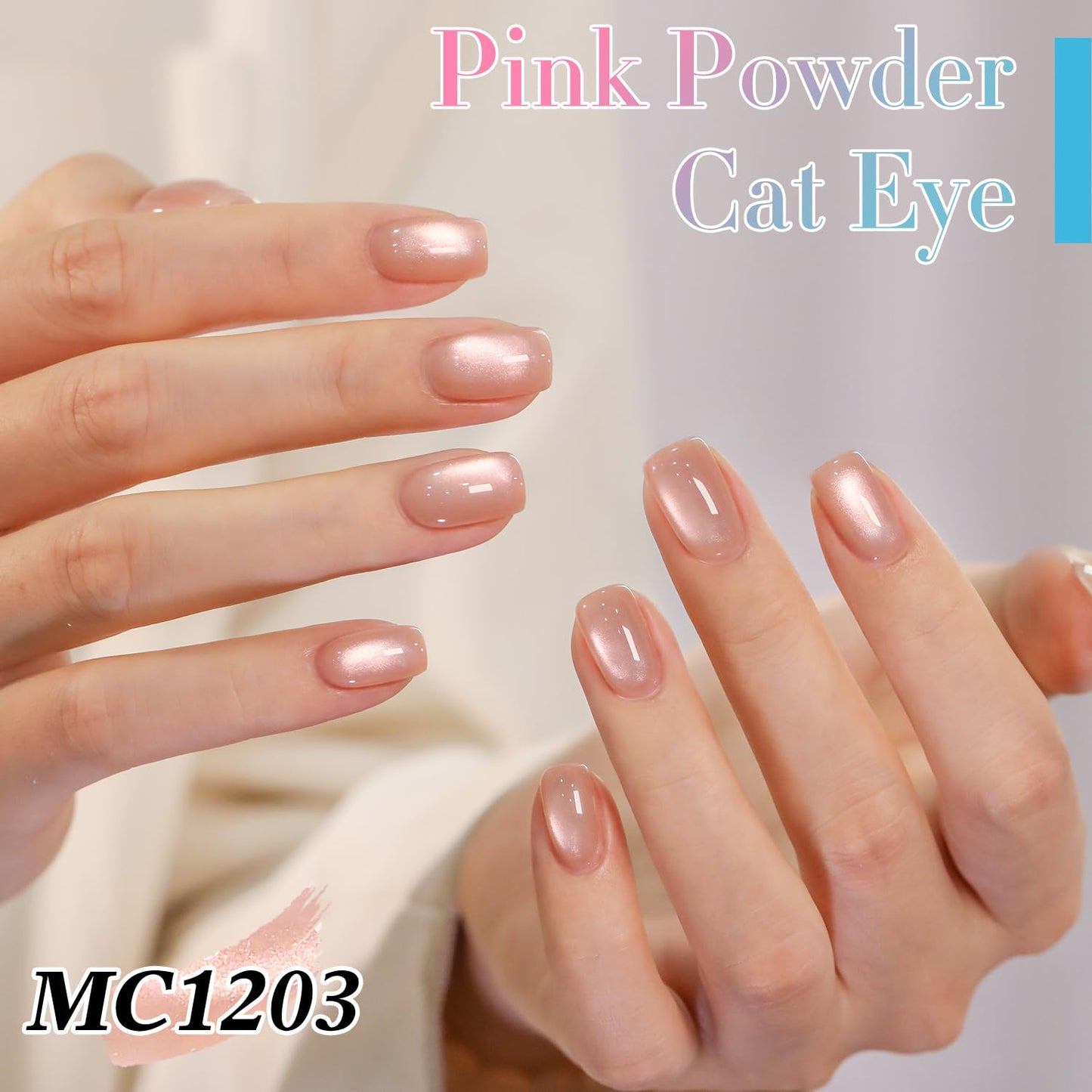Double Rhythm 0.5 OZ Cat Eye Gel Polish with Magnet 15ML Holographic Glitter Shimmer Translucent Jelly Color Magnetic Nail Polish Salon DIY at Home (Fruit Nude-MC1203)