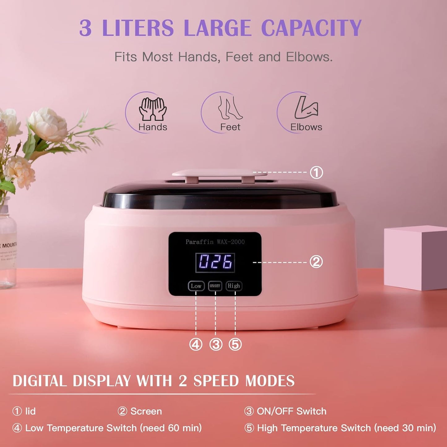 Biutee Paraffin Wax Machine Touchscreen 3500ml Paraffin Wax Warmer with 4 Pack Lavender Wax 30Min Fast Wax Meltdown Temperature Control Paraffin Hot Wax Spa Arthritis Paraffin Bath