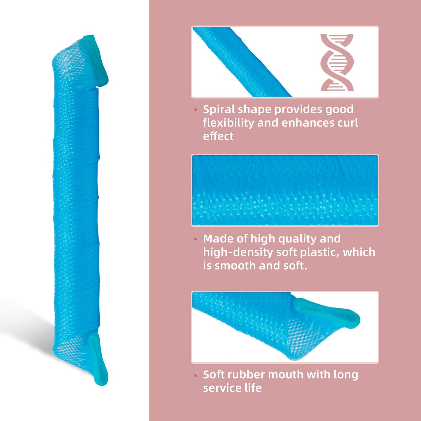 30pcs Heatless Hair Curlers Rollers Spiral Curls Styling Kit with 2 Styling Hooks, No Heat Curlers for Women Girl's Medium and Long Hair17.8”(45 cm)…