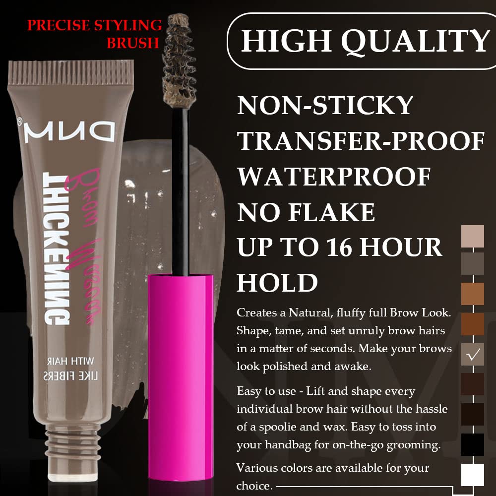 Tinted Thickening Brow Gel Dark Brown Mascara,Brow Fast Sculpt,Waterproof, Transfer-proof, Brush to Fill in Eyebrows and Cover Gray Hairs - Cruelty Free - Light Medium Brown (2pcs 05 Cool Ash Brown)