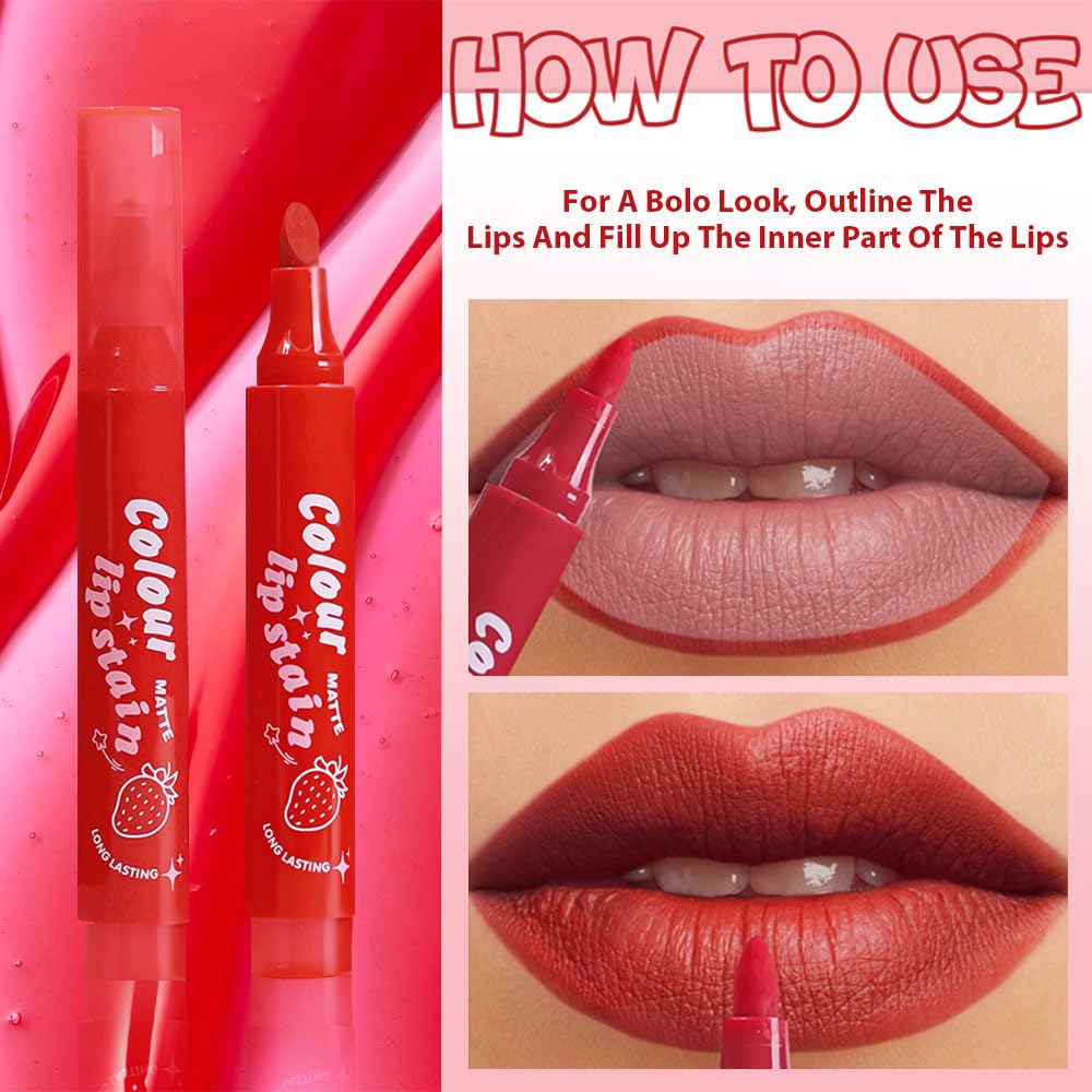 Lip Stain, Waterproof lip tint, Matte Color Look, Longlasting All Day Wear Lip Color, Smudge Proof Natural Finish, Precise Chisel Tip Marker,non sticky lip gloss,kiss proof lip color 03#