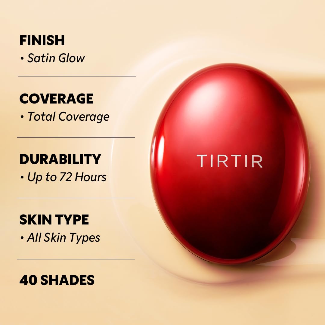 [*Mini Size*] TIRTIR Mask Fit Red Cushion Foundation | Full coverage, Weightless, Skin fit, Satin Glow Finish, Korean Makeup, beauty, Tattoo cover up, Buildable (#29C Taupe Beige, 0.15 Fl Oz)