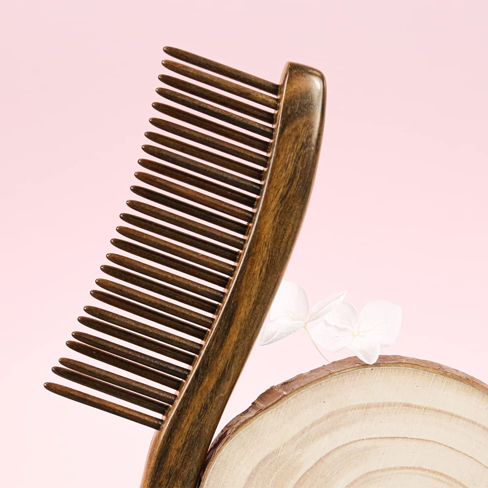 Wooden Hair Comb Wide-tooth Inserted Teeth for Women Curly Hair (CQCGB0302)