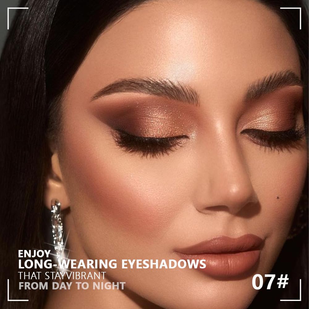 4 Colors Light Beige Gray Brown Black Eye Shadow Powder Palette Makeup, Neutral Matte Shimmer Cream Quads Eyeshadow Palette for Women Highly Pigmented Waterproof, paleta de sombras de ojos, Vegan, 07