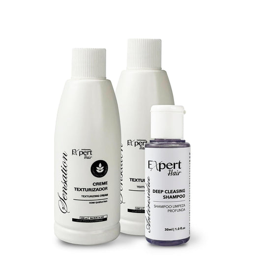 Expert Hair Sensation Keratin Hair Treatment Brazilian 100ml (2Pack) + Deep Cleansing Shampoo 30ml -Anti Frizz, Long Lasting Results-Keratina Para Alisar El Pelo, Keratina Brasileña– Complete Set