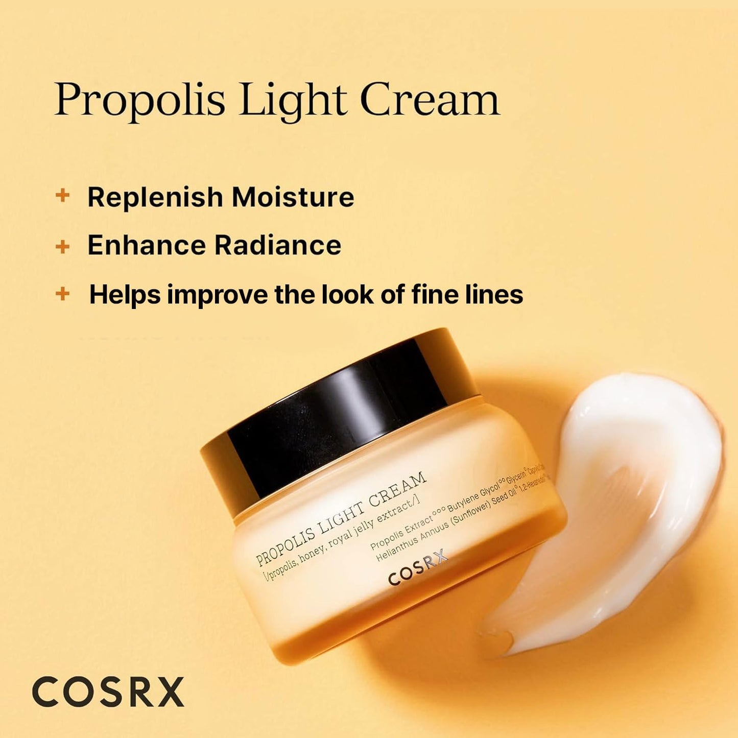 COSRX Full Fit Propolis Light Cream, 2.19 Fl.oz / 65ml, Propolis 64.5%, Hydrating Daily Day and Night Moisturiser, Korean Skin Care, Not Tested on Animals, Paraben Free