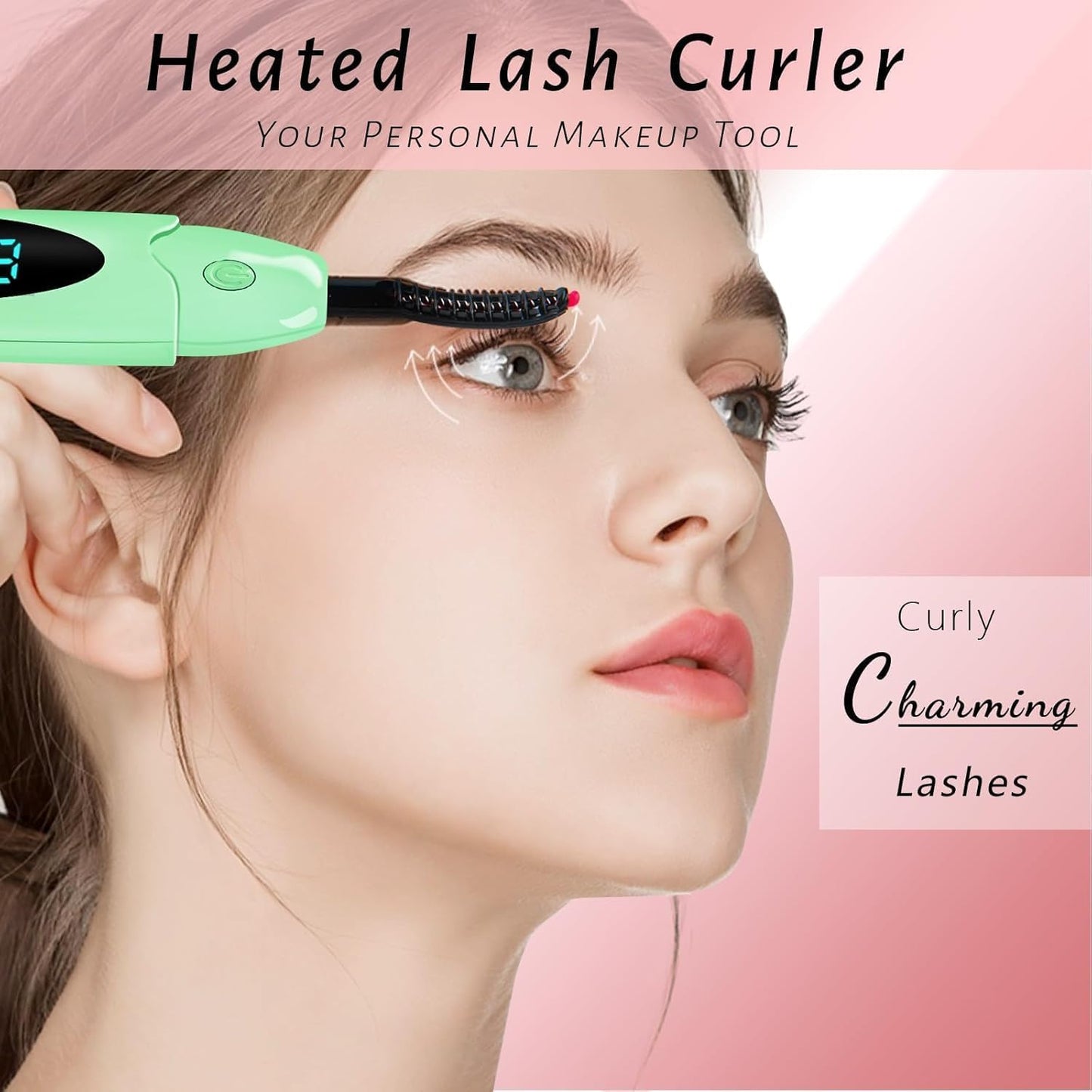 Heated Eyelash Curlers Electric Eyelash Curler with LED Display, 3 Temperature Modes Anti-Burn USB Rechargeable Natural Curling 24H Long Lasting for Women Makeup Tools Gifts LS423