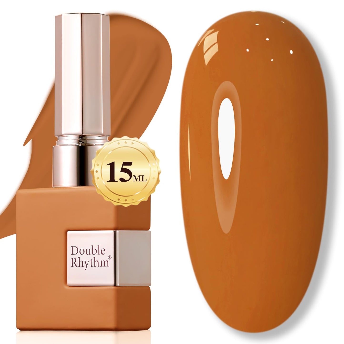 Double Rhythm Translucent Gel Polish Sheer Neutral Natural Light Milky Same Color Same Bottle 15ML Jelly UV Nail Polish Nail Art DIY at Home (Brown Orange-A1447)