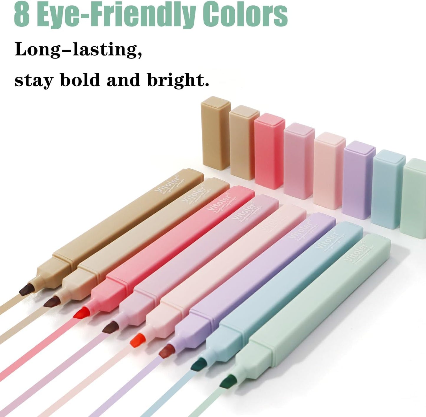 Highlighters, 8 Pack Aesthetic Highlighters, Assorted Colors, Chisel Tip, No Bleed Bible Highlighter Pastel for Journaling Office School Bible Study Supplies