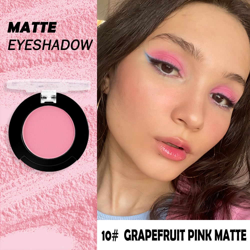 Monochrome Matte Eyeshadow Makeup Palette,Highly Pigmented Grapefruit Color Eyeshadow Palette,Matte Pressed Powder Eye shadow Makeup,Single Vegan Eye Shadow,Daily Evening Women Girls Eyeshadow Gift10#