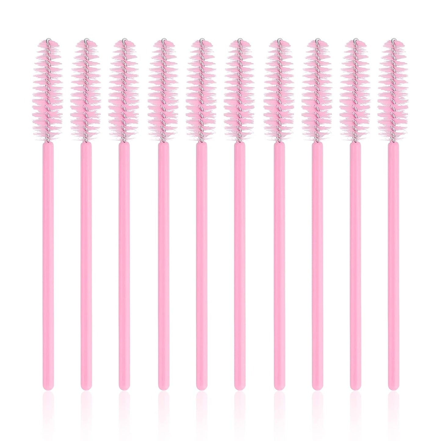 G2PLUS 100PCS Disposable Eyelash Brushes, Adjustable Mascara Wands Makeup Applicator, Lash Spoolies Brushes for Eyelash Extensions and Eyebrows (Baby Pink)