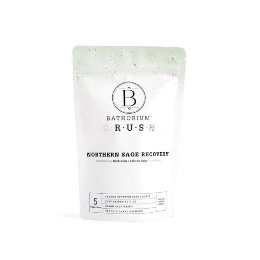 Bathorium Northern Sage Recovery Crush, Revitalizing Bath Soak, Dead Sea & Epsom Salt, Sage, Pine, Eucalyptus, pH-Balanced for Women, 5+ Baths, 21 oz
