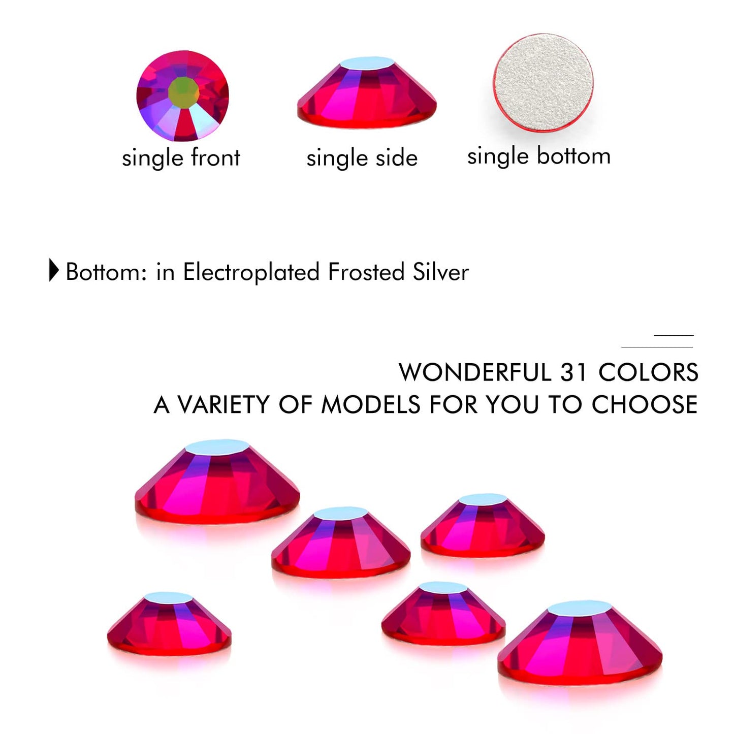 288Pcs Red Ab Crystal Rhinestones,Glass Flatback Rhinestones Gemstones for Nail Face Makeup Art Crafts Clothes Decoration -(SS30,6.5mm,Red Ab)