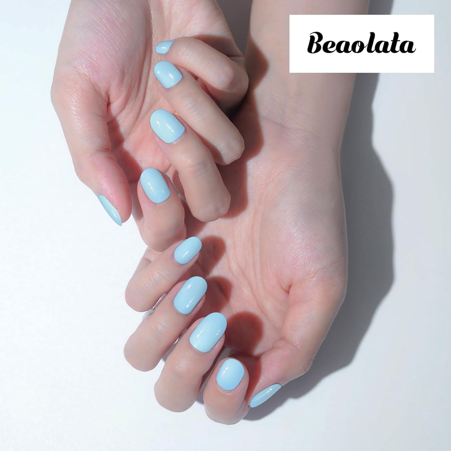 Nail Polish Strips, 32PCS Salon Quality Wraps, Long Lasting Gel Nail Stickers for Women Easy Apply& Remove (Sky Light Blue)