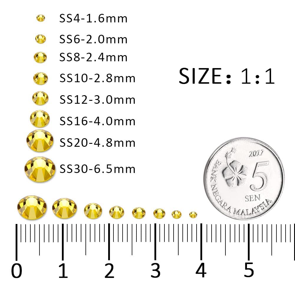 3000Pcs Lemon Yellow Crystal Rhinestones,Glass Flatback Rhinestones Mini Gemstones for Nail Face Makeup Art Crafts Clothes Decoration -(SS8,2.4mm,Lemon Yellow)
