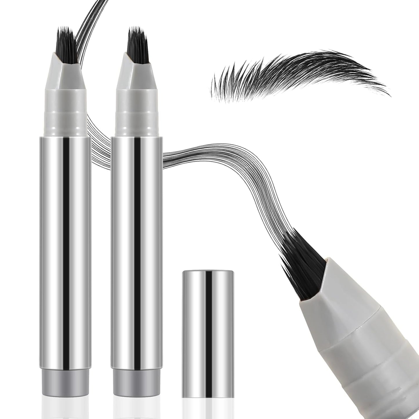 Boobeen 2pcs Brow Fection Eyebrow Pen，Liquid Microblading Eyebrow Pencils for Women，Angled Brush Waterproof Brow Pen for Hair-Like Strokes，Last All-Day，Beginner Friendly