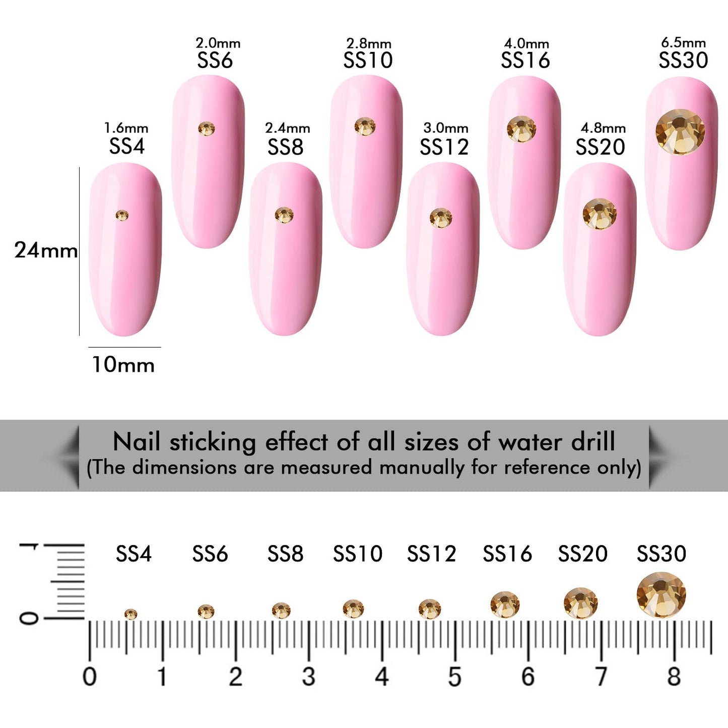 1440Pcs Topaz Crystal Rhinestones,Glass Flatback Rhinestones Gemstones Mini for Nail Face Makeup Art Crafts Clothes Decoration -(SS10,2.8mm,Topaz)