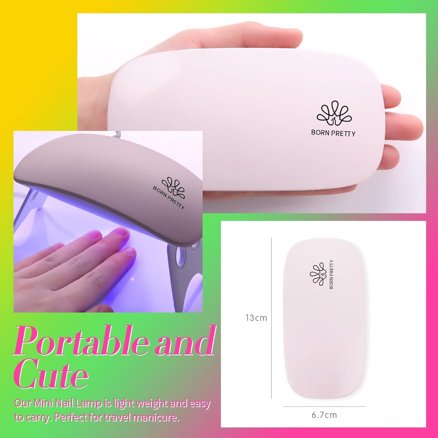 BORN PRETTY Neon Extension Nail Gel Kit-6 Colors Gel Kit Neon Pink Blue All-In-1 with Nail Lamp Base Top Coat Set Nail Forms French Manicure Set