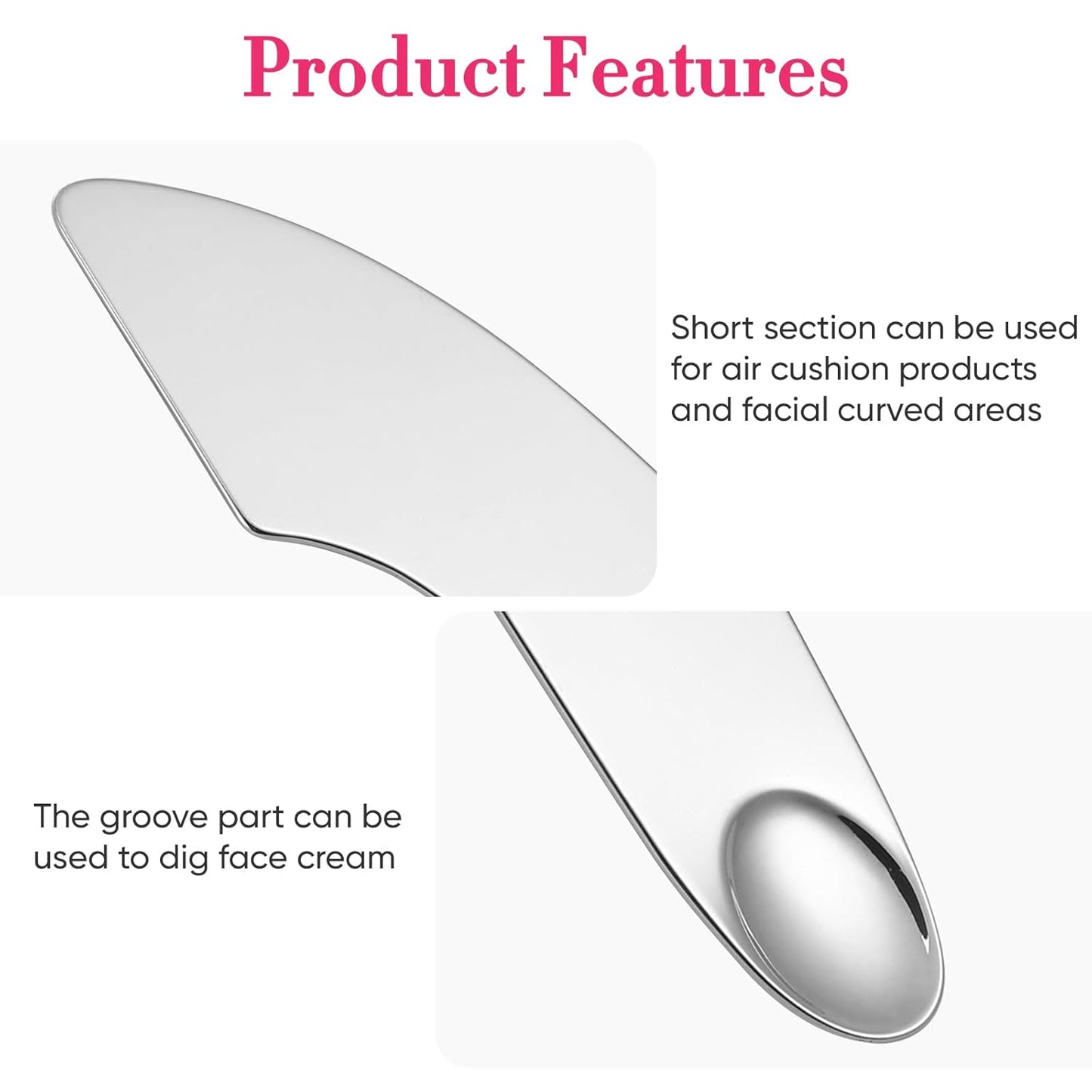 POPETPOP Makeup Spatula Foundation Spatula- Korean Cosmetic Spatula, Stainless Steel Facial Spatula Professional Foundation Palette Mixer Facial Cosmetic Makeup Tool