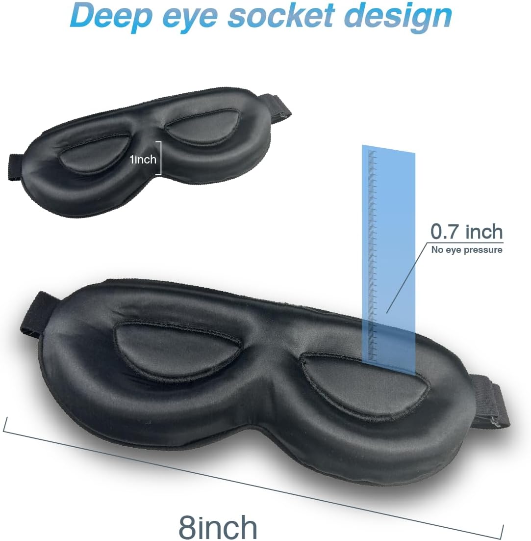 PROMEED Adjustable 23 Momme Mulberry Silk Sleep Mask, 3D Contoured No-Pressure Cup Eye Mask for Sleeping, Super Soft Breathable Blindfold, Perfect Blocks Light for Sleeping (Gold)