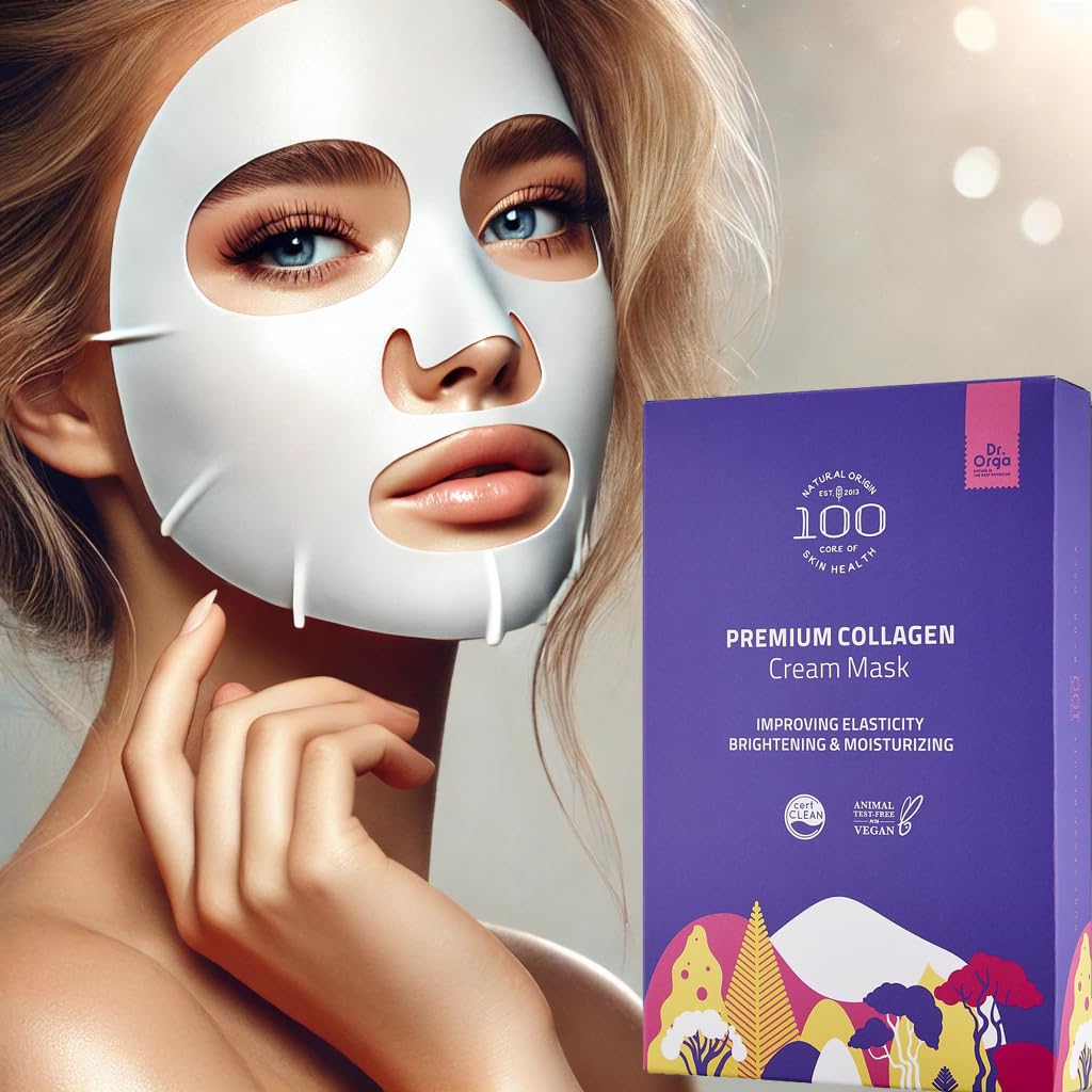 Premium Bio-Collagen Real Deep Mask, Hydrating Overnight Hydrogel Face Mask, Pore Minimizing, Elasticity Improvement, 5 Masks per Pack, [Made in South Korea]