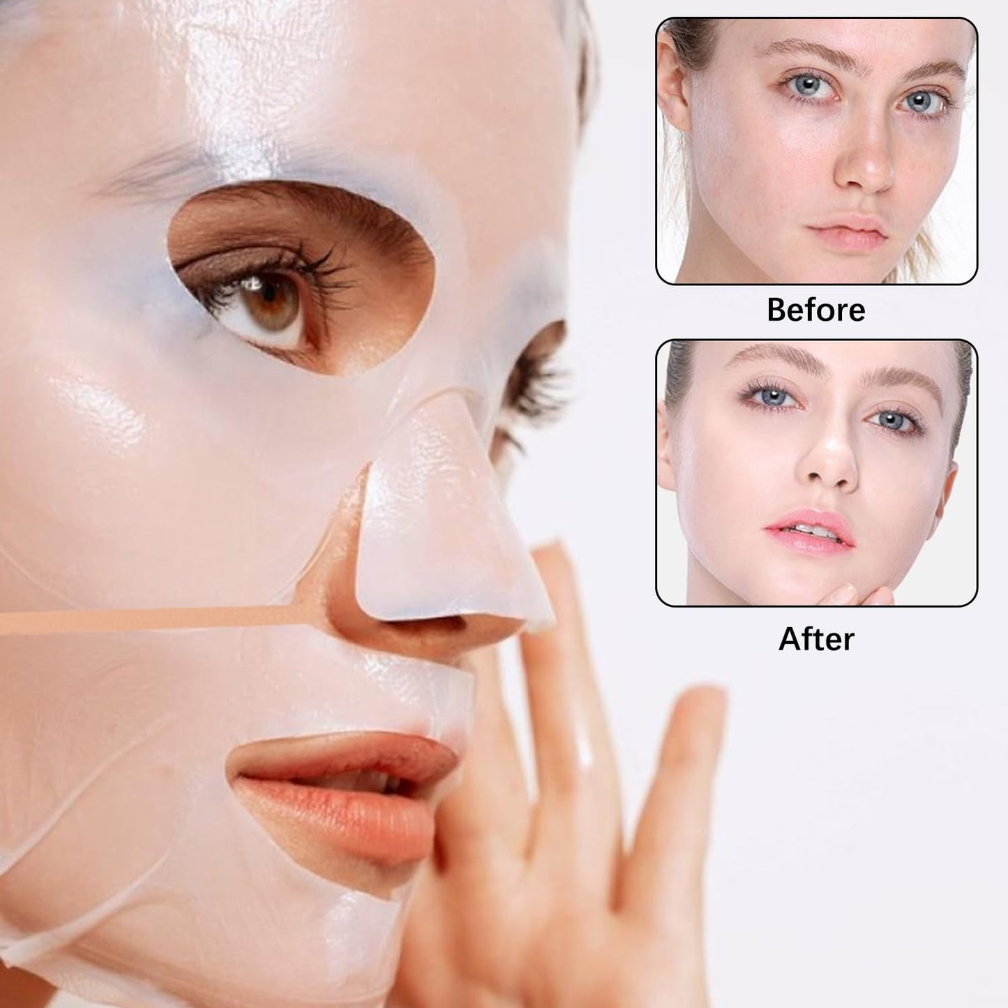 4Pcs Skaind Collagen Glow Mask Overnight, Deep Face Mask, Bio-Collagen Real Deep Mask, Hydrating Overnight Hydrogel Mask, Revitalize Your Skin with Low Molecular Weight Collagen Mask