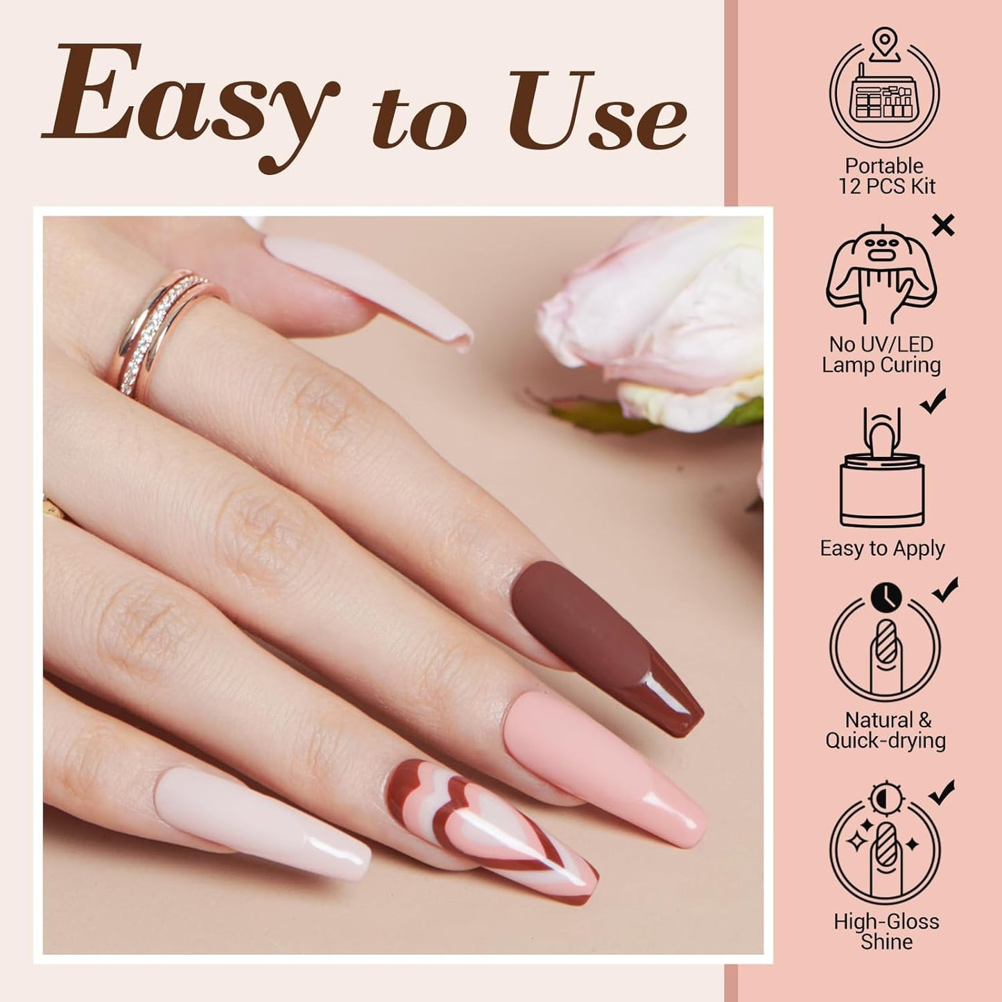 AZUREBEAUTY Dip Powder Nail Kit Starter, All Season Skin Tone Nude Brown 4 Colors Acrylic Dip Powder Liquid Set with Base/Top Coat Activator for French Nail Art Manicure DIY Salon Gifts