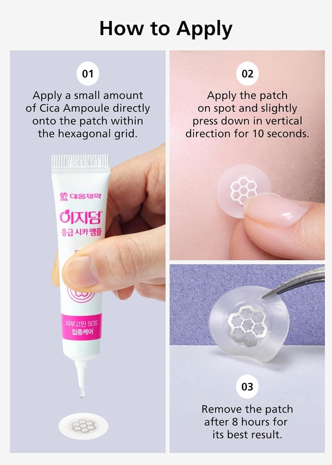 Quick Calming Magnesium Patches(20 patches) with Cica Ampoule - Intensive Care, Pimple patches, Hydrocolloid Band, Zits Spot care Overnight Home Care 2-8 hours, New boxs types