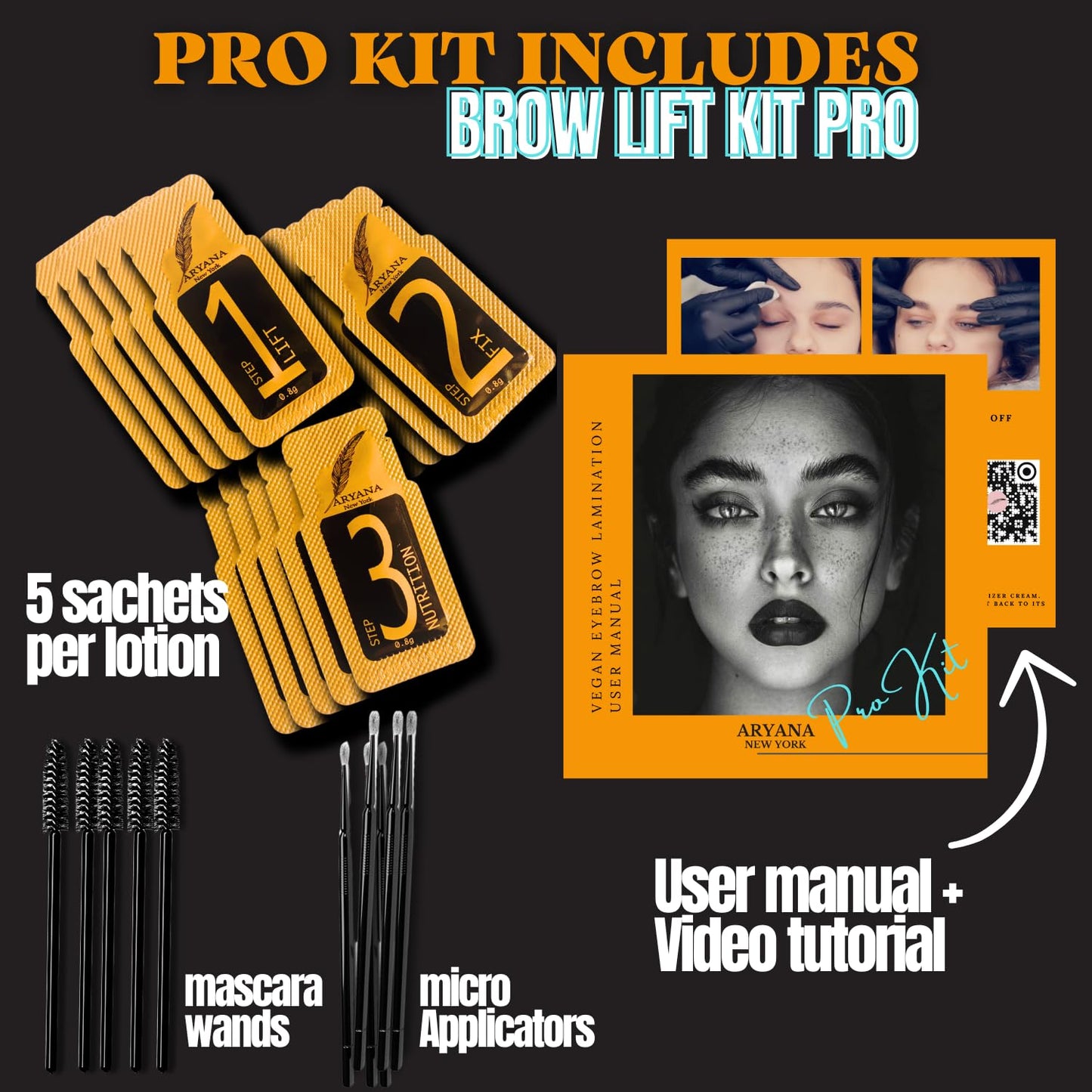 ARYANA NEW YORK Eyebrow Lamination Kit Professional | At Home DIY and Salon Use brow lamination kit | Instant Lift For Fuller Eyebrows | Brow Lift Sachet Professional Series
