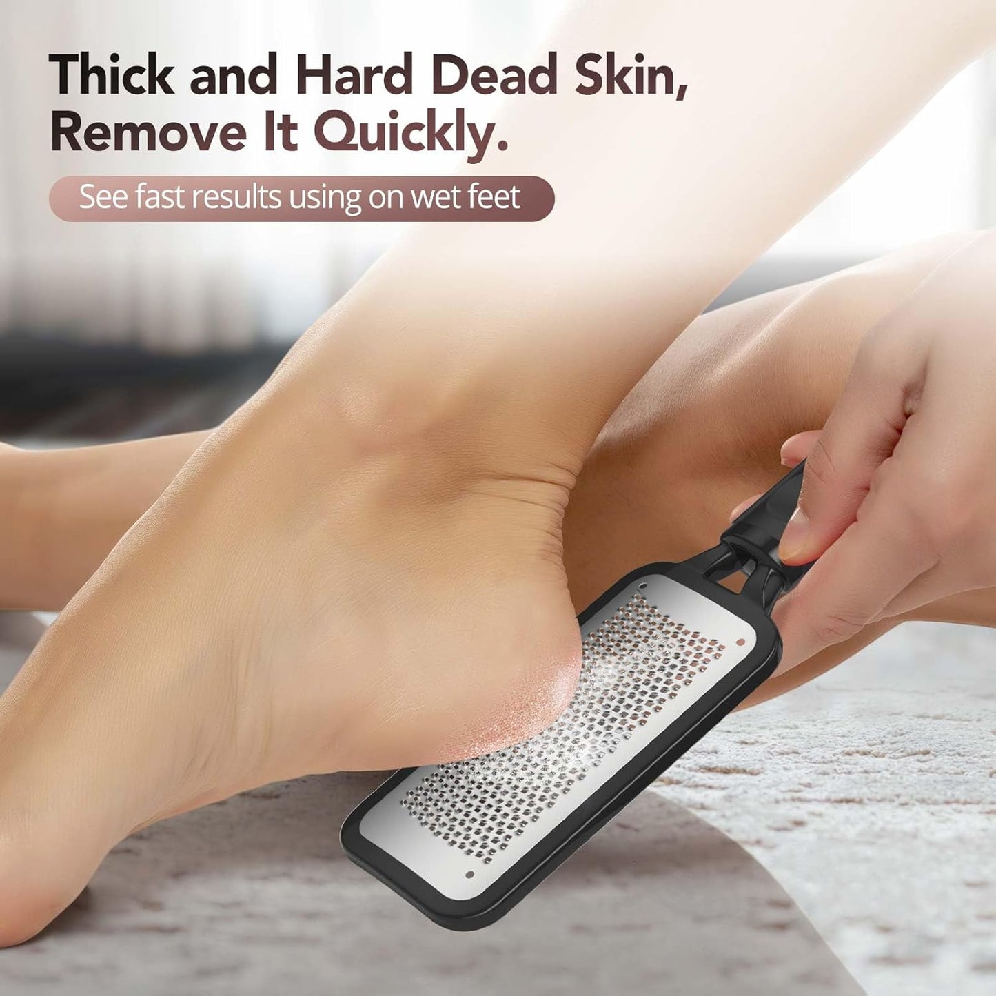 2 Pack Foot File Callus Remover, Durable Foot Scrubber for Hard Dead Skin, Foot Rasp and Double-Sided Foot Heel Scraper for Cracked Heels & Corns, Stainless Steel Pedicure Feet File Tool