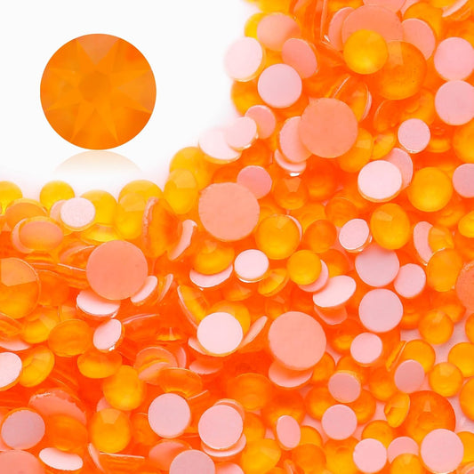 Neon Orange Flatback Rhinestones, Glass Rhinestones for Nail Art and Craft, Glue Fix, Loose Crystal Gemstones(Neon Orange, SS16, 1440pcs, 3.8-4.0mm)