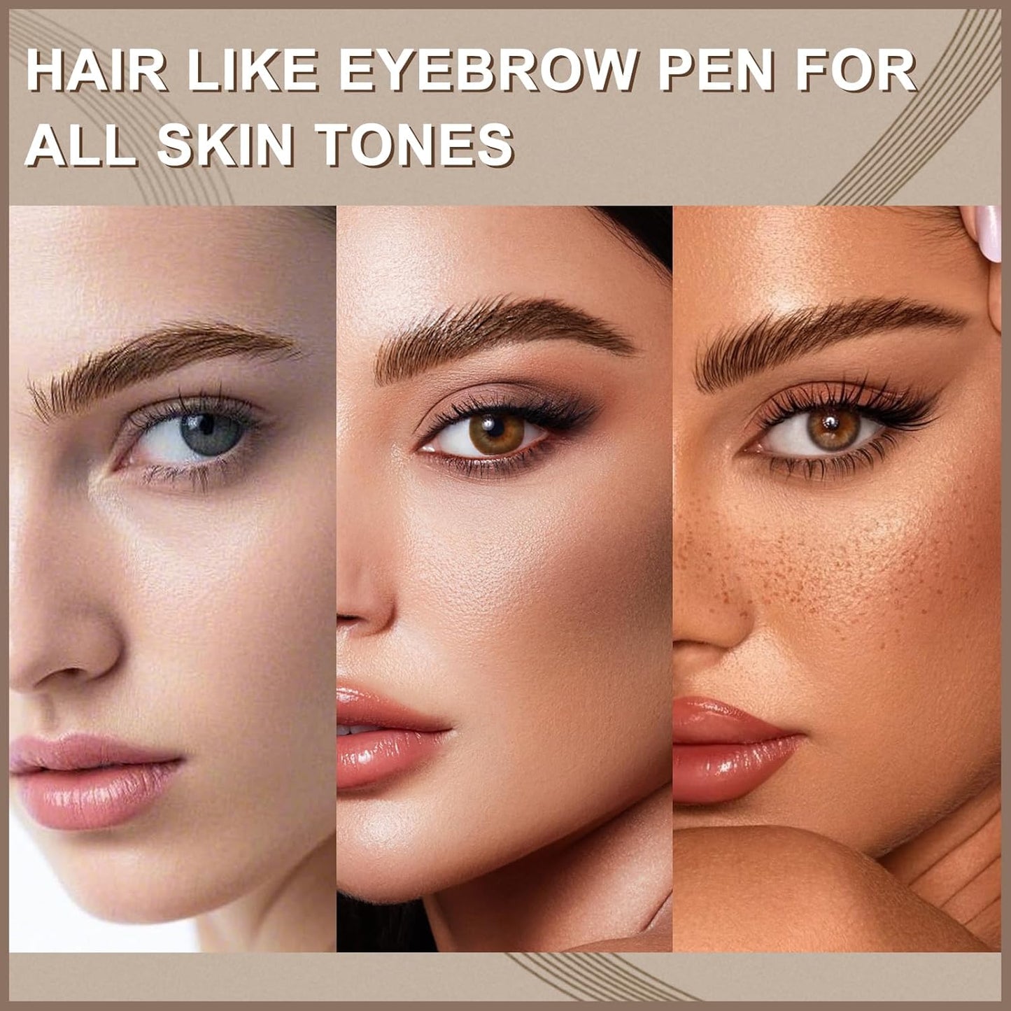 Boobeen 2pcs Waterproof Eyebrow Pen，Dual-Ended Eyeliner Microblading Eyebrow Pencil for Women，Long Lasting Hair-Like Brow Pen with Brow Brush，Dark Brown