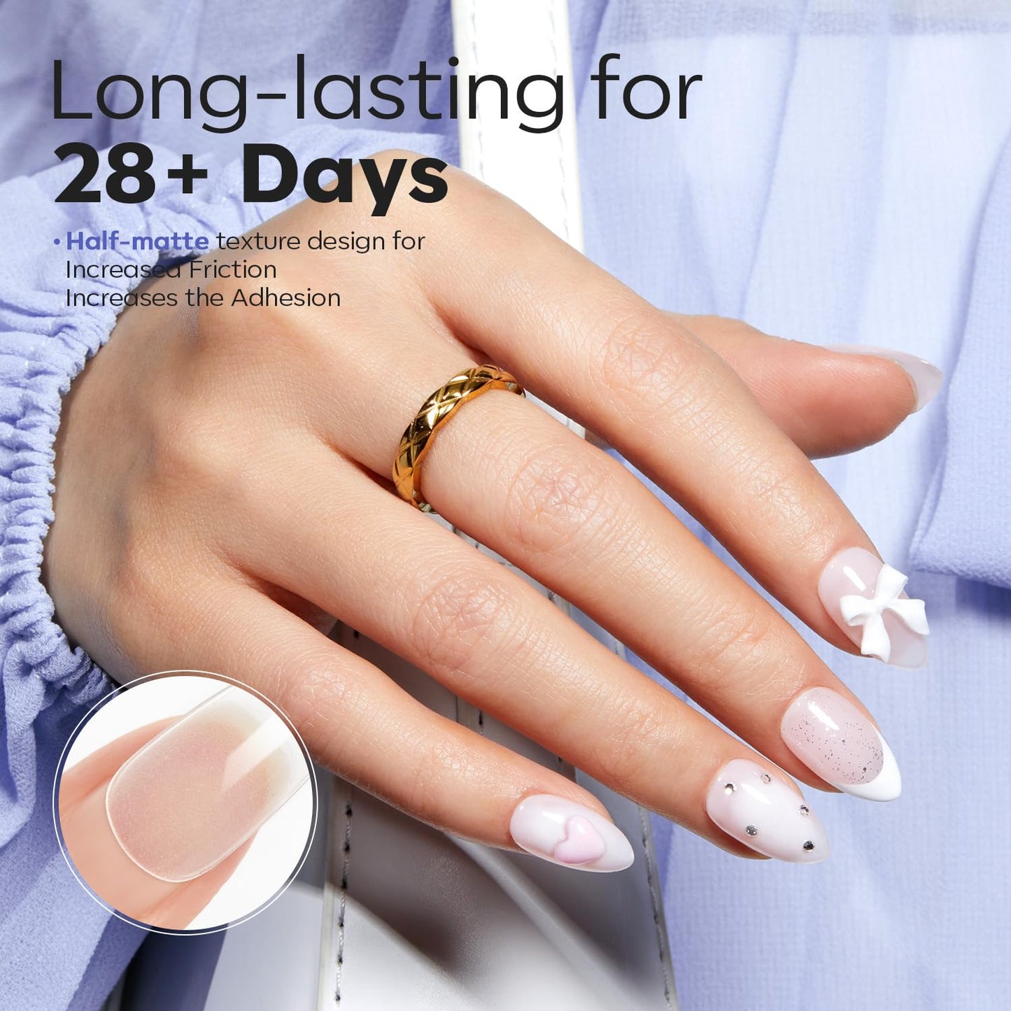 Modelones Short Almond Fake Nail Tips - 510Pcs Gel Tips Pre-shaped Half Matte Full Cover Clear Acrylic Gel Kit False Press on Nails for Extension DIY Salon 15Sizes