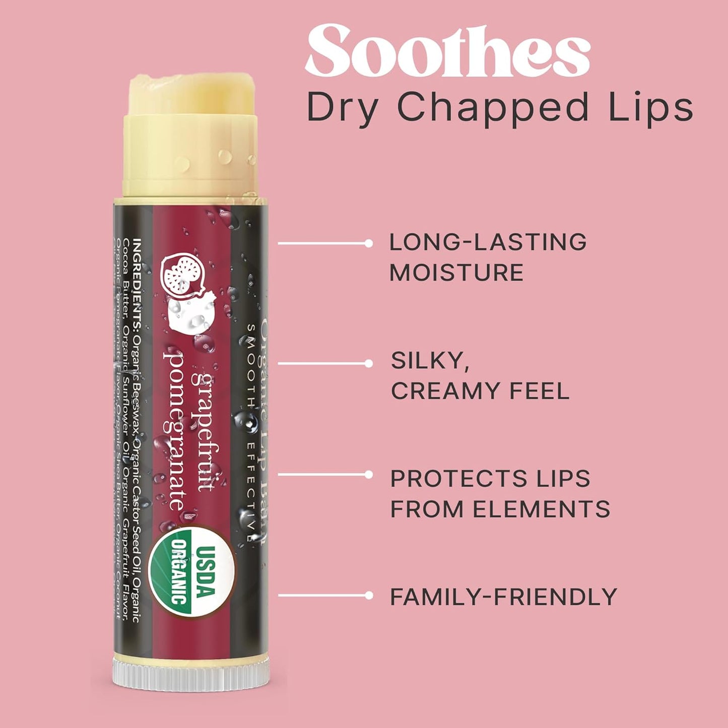 USDA Organic Lip Balm - USA Made with Natural Ingredients, 4 Pack Multi Flavor Lips Moisturizer, Moisturizing Lip Care, Beauty Gifts & Small Birthday Gifts, Moisturizer Chapstick Care for Dry Lips
