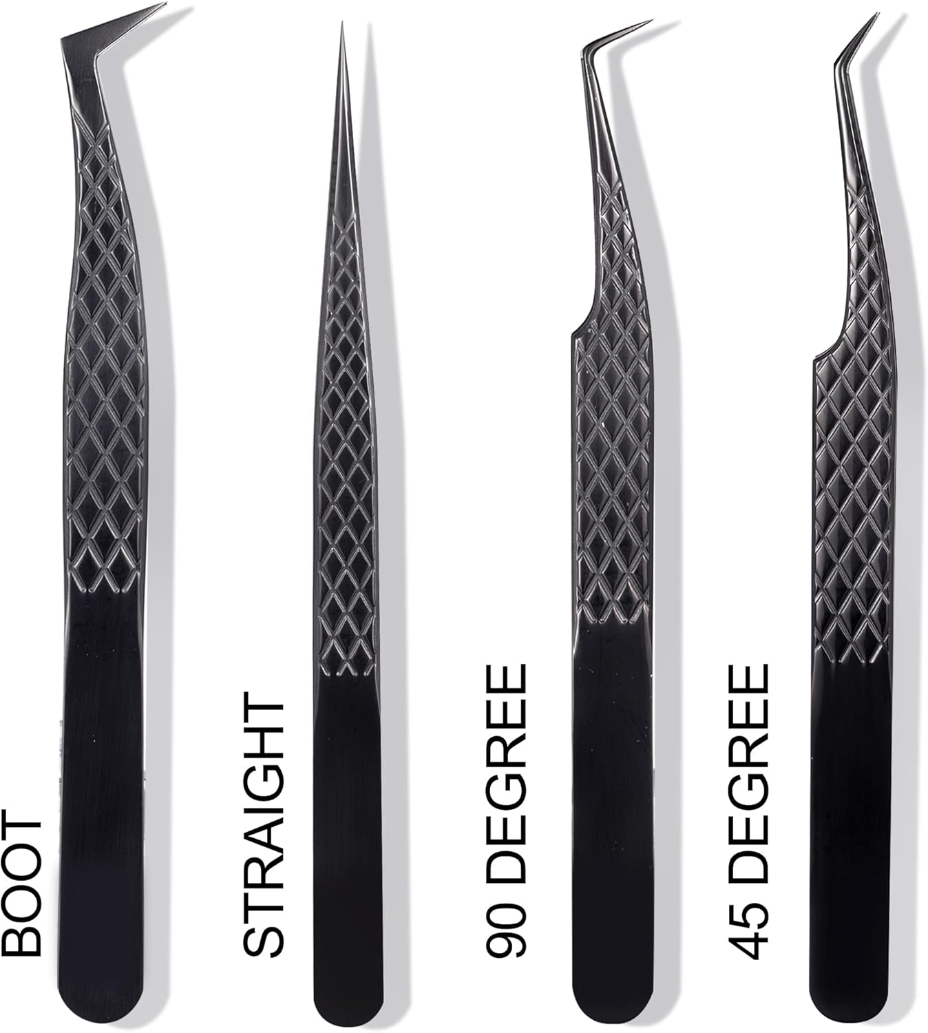 Fiber Tip Lash Tweezers For Eyelash Extension 4 Pcs Tweezers Professional Artist Tech Work Kit Tools,Best Volume Eyelash Lashes Extensions Precision Volume Boot 90 45 Degree(Titanium black)